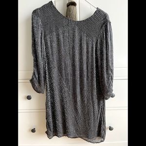 Parker Grey Beaded T-shirt Dress M